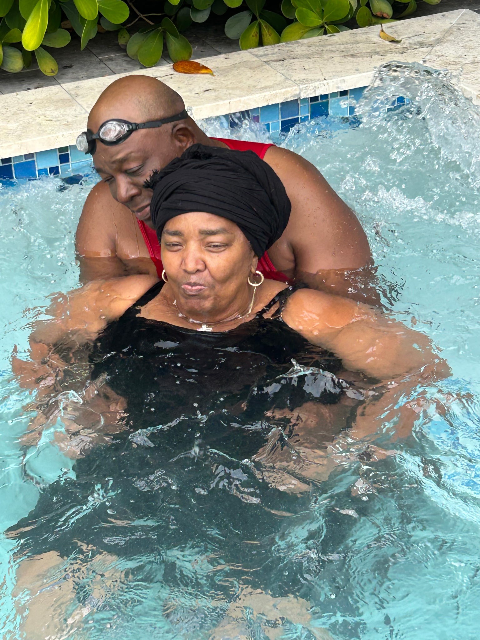 Michael and his loved one together in the swimming pool